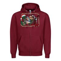 Burgundy joy Christmas Zipper Hoodie - CowhideDigitalArt
