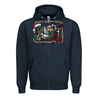 Navy joy Christmas Zipper Hoodie - CowhideDigitalArt