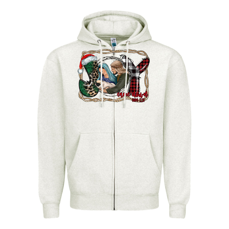 Joy Christmas Zipper Hoodie by CowhideDigitalArt | Teevron