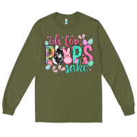 Army Green Oh for peeps sake cowhide Easter Day Long Sleeve Tee - HowdyJamesFarm