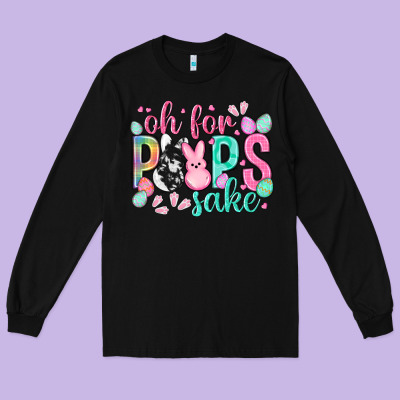 Oh For Peeps Sake Cowhide Easter Day Long Sleeve Tee Designed By Howdyjamesfarm