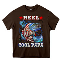 Chocolate Brown reel cool papa american flag bass fishing Heavy Core Tee - LillyAllenDesigns