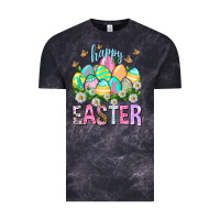 Cloud Black Happy Easter with eggs Easter Day Vintage Tee - HowdyJamesFarm
