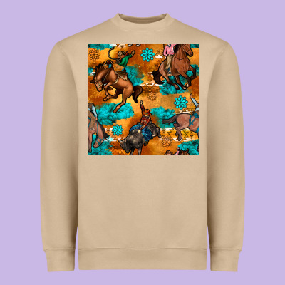 Cowboy Rodeo Seamless Pattern Heavyweight Sweatshirt Designed By Bundleandbundleshop