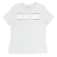 White Ally AF Pride Rainbow Shirt  Proud LGBTQ Ally TShirt Ladies Tee - minhPixels
