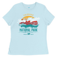 Baby Blue Vintage Rocky Mountain National Park Hiking Travel Souvenir Ladies Tee - minhPixels
