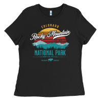 Black Vintage Rocky Mountain National Park Hiking Travel Souvenir Ladies Tee - minhPixels