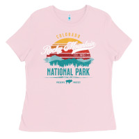 Bubblegum Pink Vintage Rocky Mountain National Park Hiking Travel Souvenir Ladies Tee - minhPixels