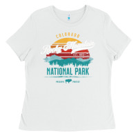 White Vintage Rocky Mountain National Park Hiking Travel Souvenir Ladies Tee - minhPixels