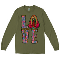 Army Green love lady of guadalupe Long Sleeve Tee - Jasminsmagicworld