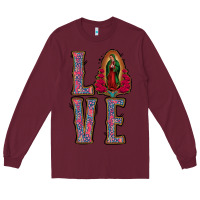 Burgundy love lady of guadalupe Long Sleeve Tee - Jasminsmagicworld