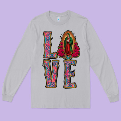 Love Lady Of Guadalupe Long Sleeve Tee Designed By Jasminsmagicworld