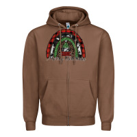 Chestnut Merry Christmas rainbow Zipper Hoodie - CowhideDigitalArt