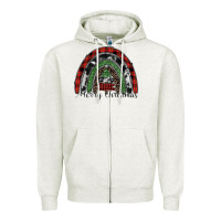 Oatmeal Heather Merry Christmas rainbow Zipper Hoodie - CowhideDigitalArt