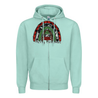 Seafoam Merry Christmas rainbow Zipper Hoodie - CowhideDigitalArt