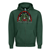 Sports Green Merry Christmas rainbow Zipper Hoodie - CowhideDigitalArt