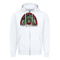 White Merry Christmas rainbow Zipper Hoodie - CowhideDigitalArt