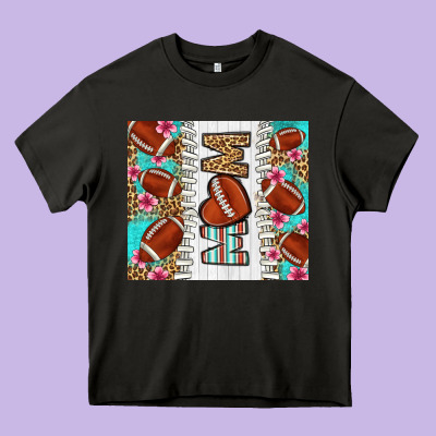 American Football Mom Heavy Core Tee Designed By Lillyallendesigns