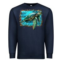 Navy sea turtle with background Premium Sweatshirt - Artiststas