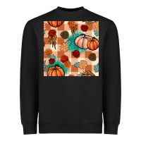 Black floral pumpkins seamless pattern Heavyweight Sweatshirt - BundleAndBundleShop