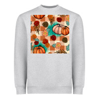 Heather Grey floral pumpkins seamless pattern Heavyweight Sweatshirt - BundleAndBundleShop