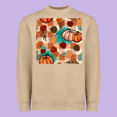Floral Pumpkins Seamless Pattern Heavyweight Sweatshirt Designed By Bundleandbundleshop