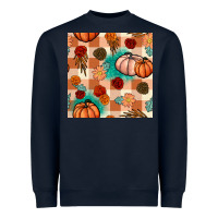 Navy floral pumpkins seamless pattern Heavyweight Sweatshirt - BundleAndBundleShop