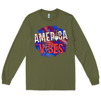 Army Green America vibes with gnome Long Sleeve Tee - HowdyJamesFarm
