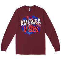 Burgundy America vibes with gnome Long Sleeve Tee - HowdyJamesFarm