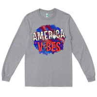 Heather Grey America vibes with gnome Long Sleeve Tee - HowdyJamesFarm