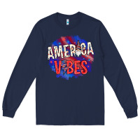 Navy America vibes with gnome Long Sleeve Tee - HowdyJamesFarm