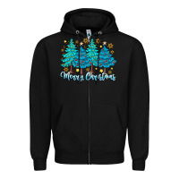 Black Merry Christmas Zipper Hoodie - CowhideDigitalArt