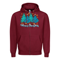 Burgundy Merry Christmas Zipper Hoodie - CowhideDigitalArt