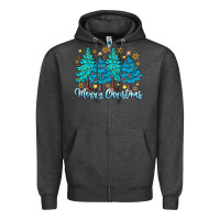 Charcoal Heather Merry Christmas Zipper Hoodie - CowhideDigitalArt