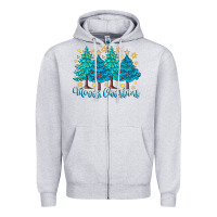 Heather Grey Merry Christmas Zipper Hoodie - CowhideDigitalArt