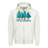 Oatmeal Heather Merry Christmas Zipper Hoodie - CowhideDigitalArt