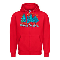Red Merry Christmas Zipper Hoodie - CowhideDigitalArt