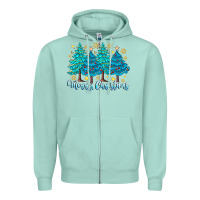 Seafoam Merry Christmas Zipper Hoodie - CowhideDigitalArt