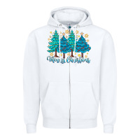 White Merry Christmas Zipper Hoodie - CowhideDigitalArt