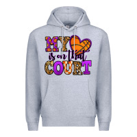Heather Grey my heart is on that court basketball Premium Hoodie - Jasminsmagicworld