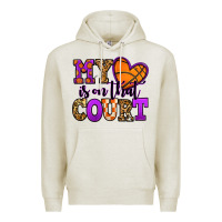 Oatmeal Heather my heart is on that court basketball Premium Hoodie - Jasminsmagicworld