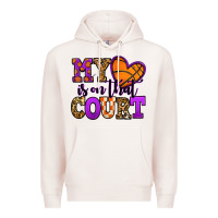 Pale Pink my heart is on that court basketball Premium Hoodie - Jasminsmagicworld