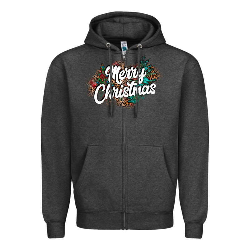Merry Christmas Zipper Hoodie by CowhideDigitalArt | Teevron