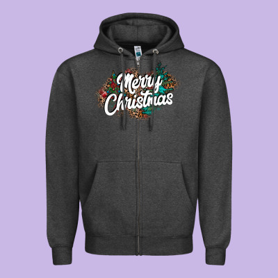Merry Christmas Zipper Hoodie Designed By Cowhidedigitalart