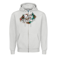 Dove Grey Merry Christmas Zipper Hoodie - CowhideDigitalArt
