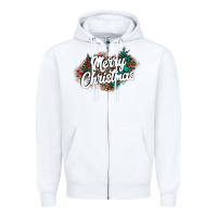 White Merry Christmas Zipper Hoodie - CowhideDigitalArt