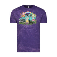 Cloud Purple Easter gnomies with truck Easter Day Vintage Tee - HowdyJamesFarm