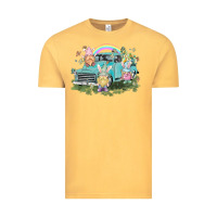Vintage Mustard Easter gnomies with truck Easter Day Vintage Tee - HowdyJamesFarm