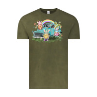 Vintage Olive Easter gnomies with truck Easter Day Vintage Tee - HowdyJamesFarm