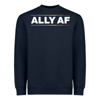 Navy Ally AF Pride Rainbow Shirt  Proud LGBTQ Ally TShirt Heavyweight Sweatshirt - minhPixels